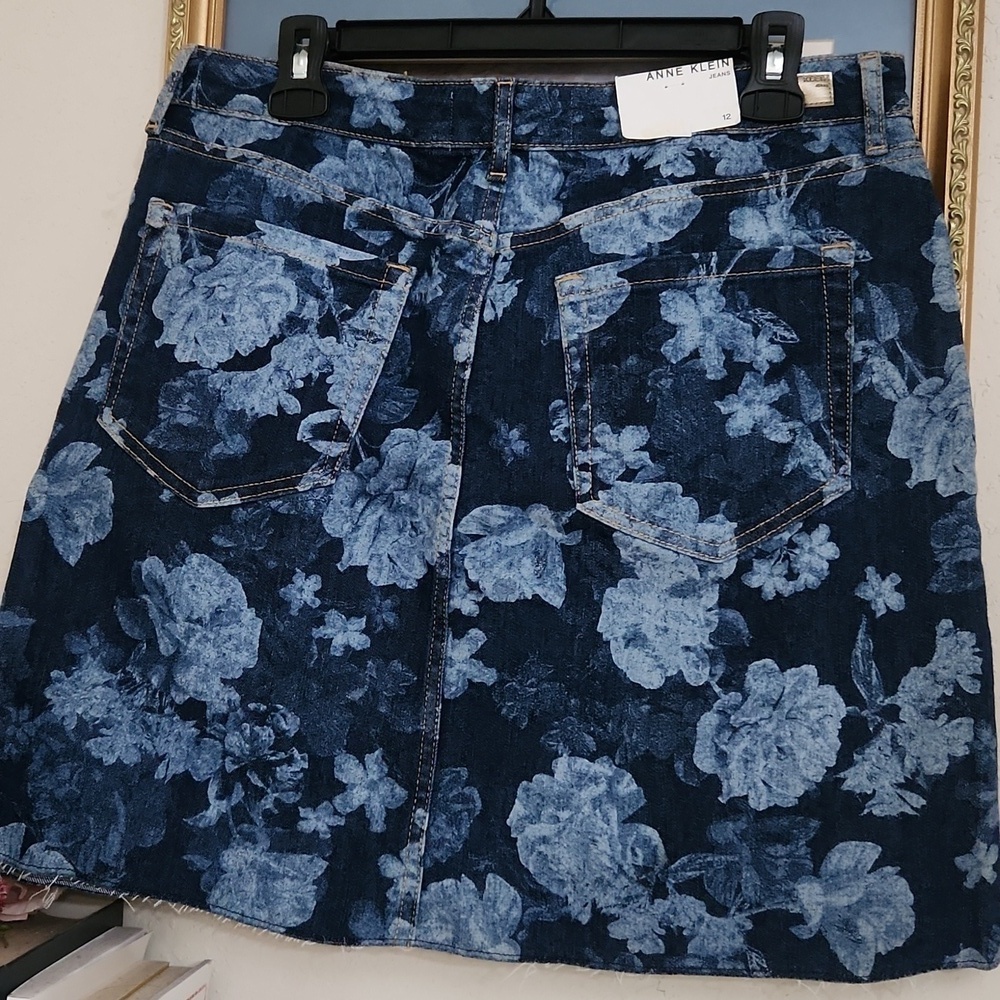Floral Jean Skirt Above The Knee Casual Skirt Cottagecore Summer Vacation Large - Picture 6 of 8